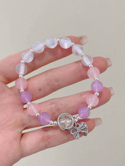 1 pieza Brazalete colgante de piedra de ojo de gato de cristal natural simple y de lazo, joyería para uso diario y de fiesta