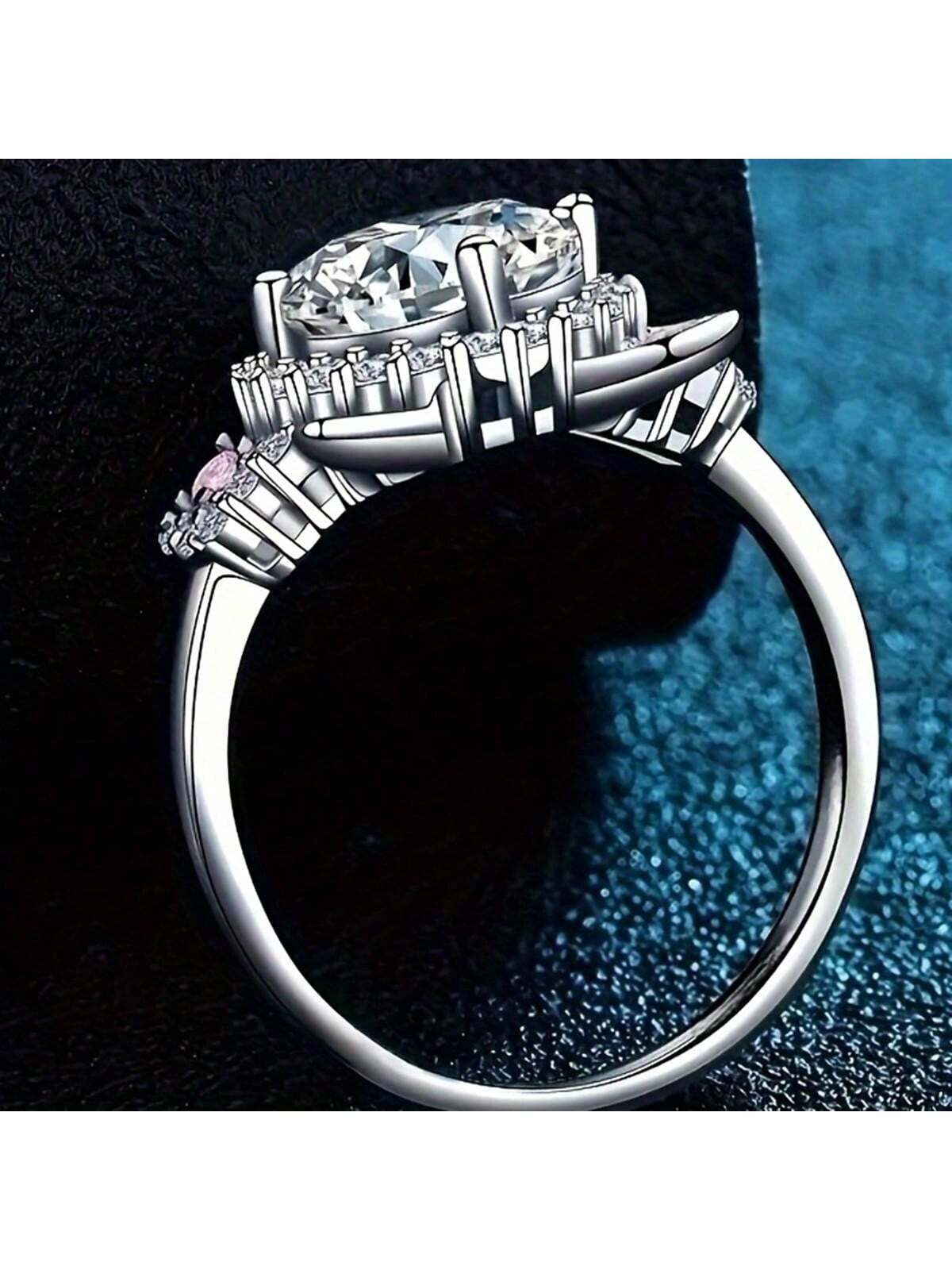 Nuevo anillo de promesa estilo coreano con encantador diseño de cabeza de gato con cristal rosa de rhinestone, accesorio de moda de aleación adecuado para uso diario, fiestas, reuniones y como regalo