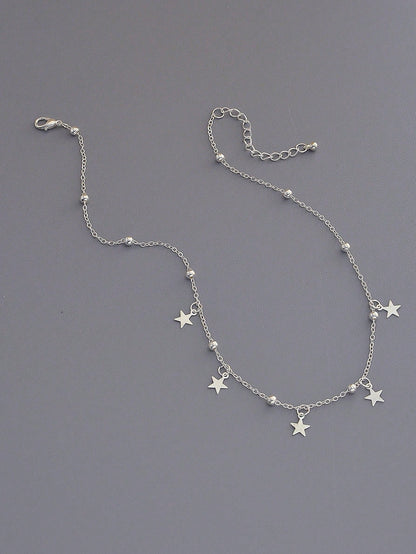 1 Pieza Collar De Plata Con Colgante De Estrella De Cobre Metálico Minimalista De Moda Para Mujeres Y Niñas, Regalos Para Citas, Vacaciones, Fiestas, Festivales, Uso Diario Y Colección De Joyas.