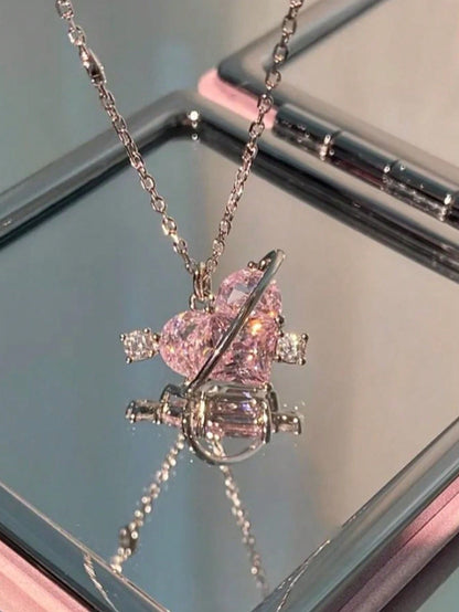 1 Collar De Clavícula Con Colgante De Planeta Con Temática De Amor De Diseño Poco Común, El Mejor Regalo Para Novia O Amigos