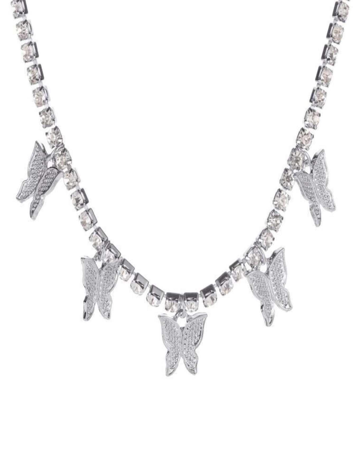 1 pieza Collar diamante colgante de mariposa adecuado para mujeres