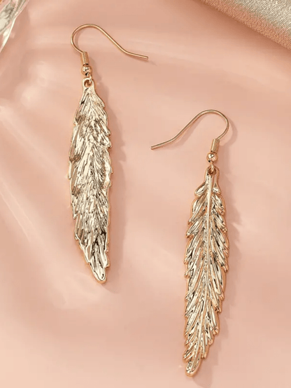 Pendientes Colgantes De Plumas De Moda Para Mujer
