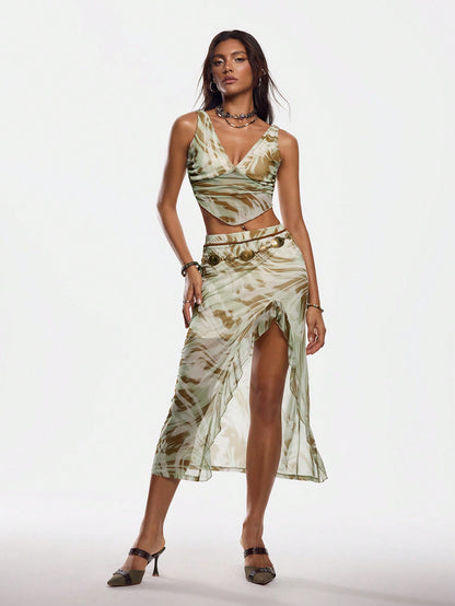 Juliana Soria Top de malla sin espalda casual de estilo artístico para mujer, para el verano