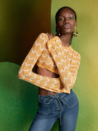 Alice McCall Suéter con cordón delantero de diseñador, ropa de mujer para otoño, para otoño e invierno