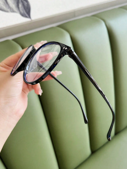 1 par de gafas de moda con lentes redondas y transparentes, adecuadas para combinar a diario y accesorios de vuelta al colegio y playa para mujeres
