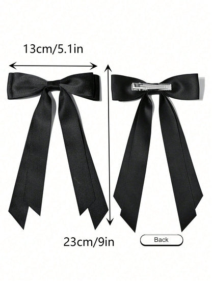 Set de 4 broches de pelo de satén negro, blanco y rojo con lazo, accesorios de pelo elegantes y versátiles de alta gama, adecuados para el uso diario, ir al trabajo, casual, fiestas, lavarse la cara
