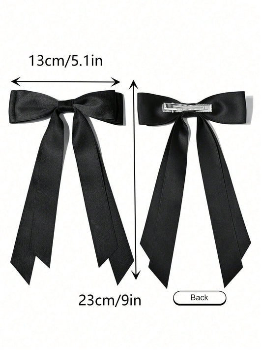 Set de 4 broches de pelo de satén negro, blanco y rojo con lazo, accesorios de pelo elegantes y versátiles de alta gama, adecuados para el uso diario, ir al trabajo, casual, fiestas, lavarse la cara