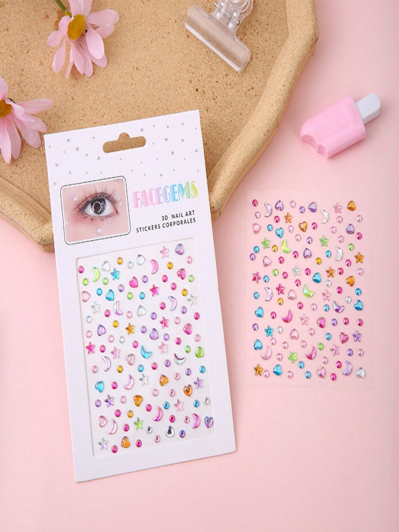 ROMWE Fairycore Decoración reluciente de brillo y joyas faciales para mujer