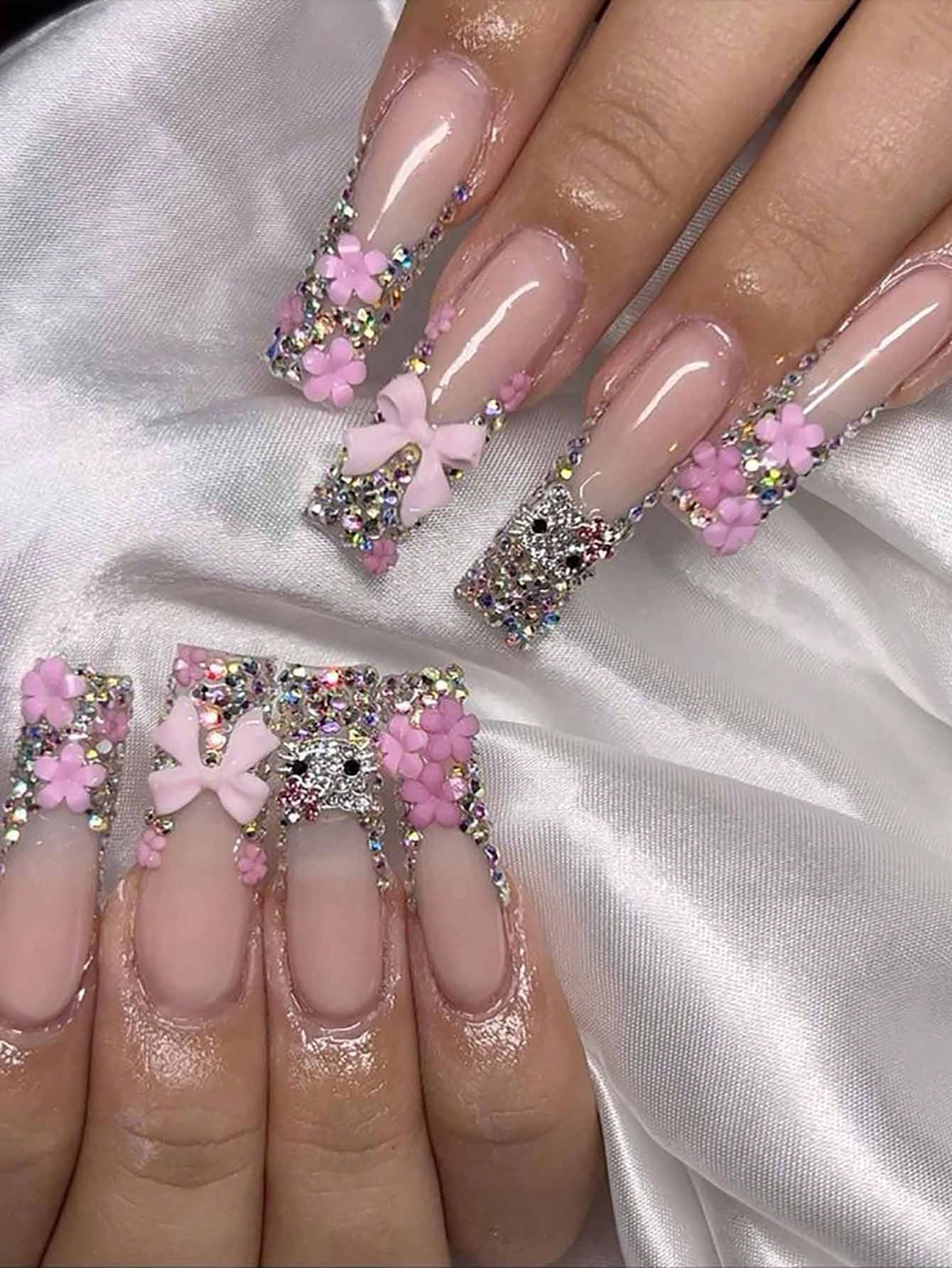 Láminas de uñas de cristal con lazo de brillantes de colores, cristales de brillantes AB para uñas, joyería de uñas en 3D con lazo de brillantes, diamantes de imitación planos con lazo para pulido de uñas