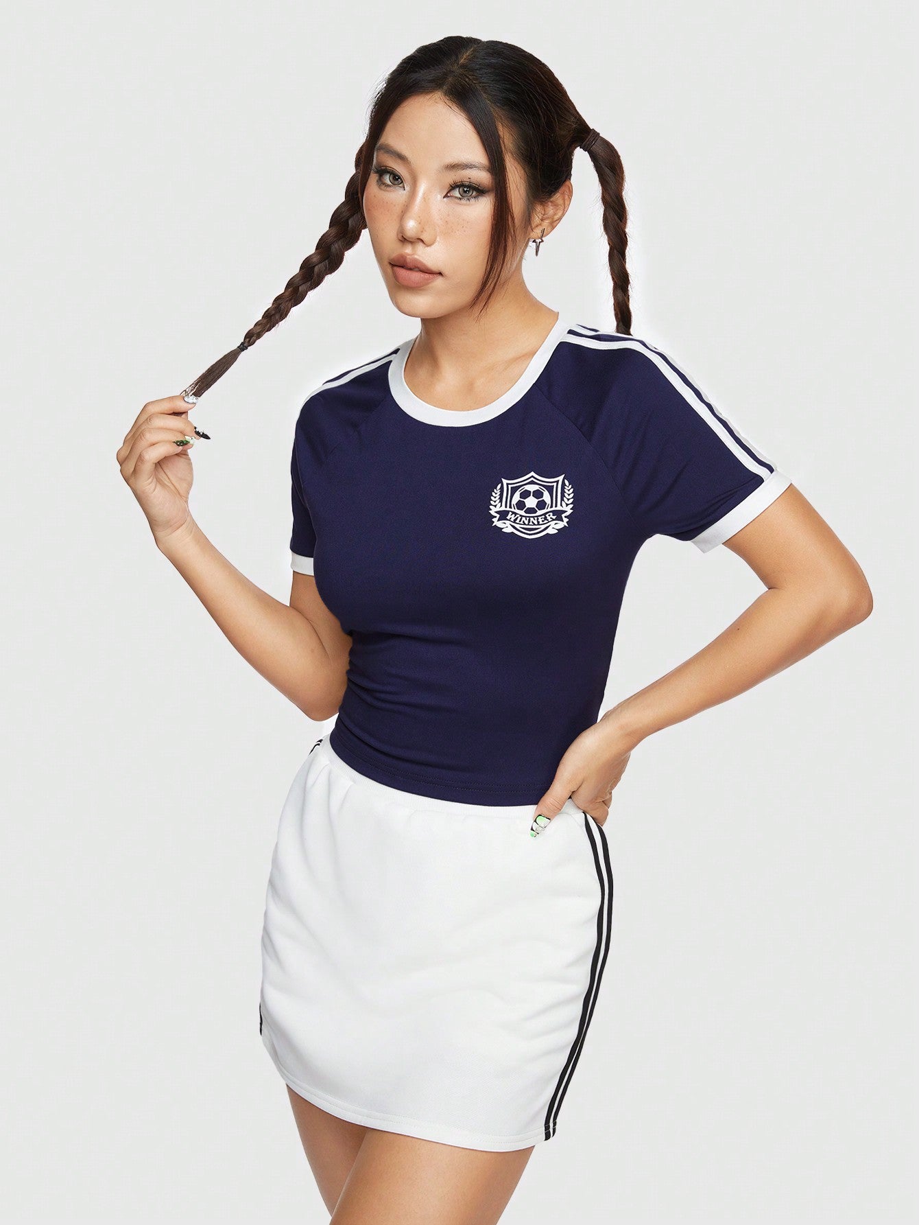 ROMWE Avant Camiseta De Manga Corta Con Estampado Digital Para Mujer