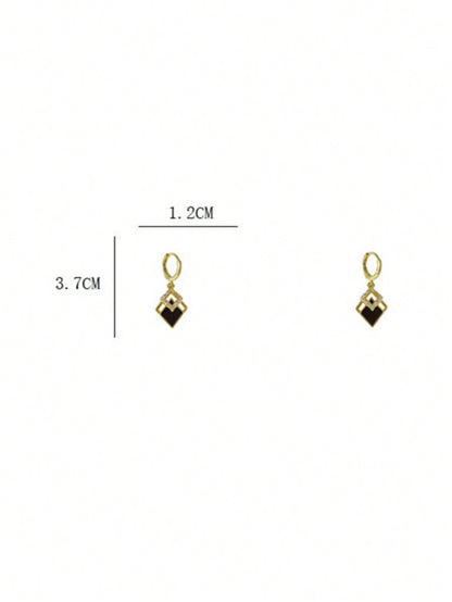 1 par de pendientes de clip elegantes con diseño rómbico, pendientes de moda y personalidad, aptos para el uso diario de las mujeres