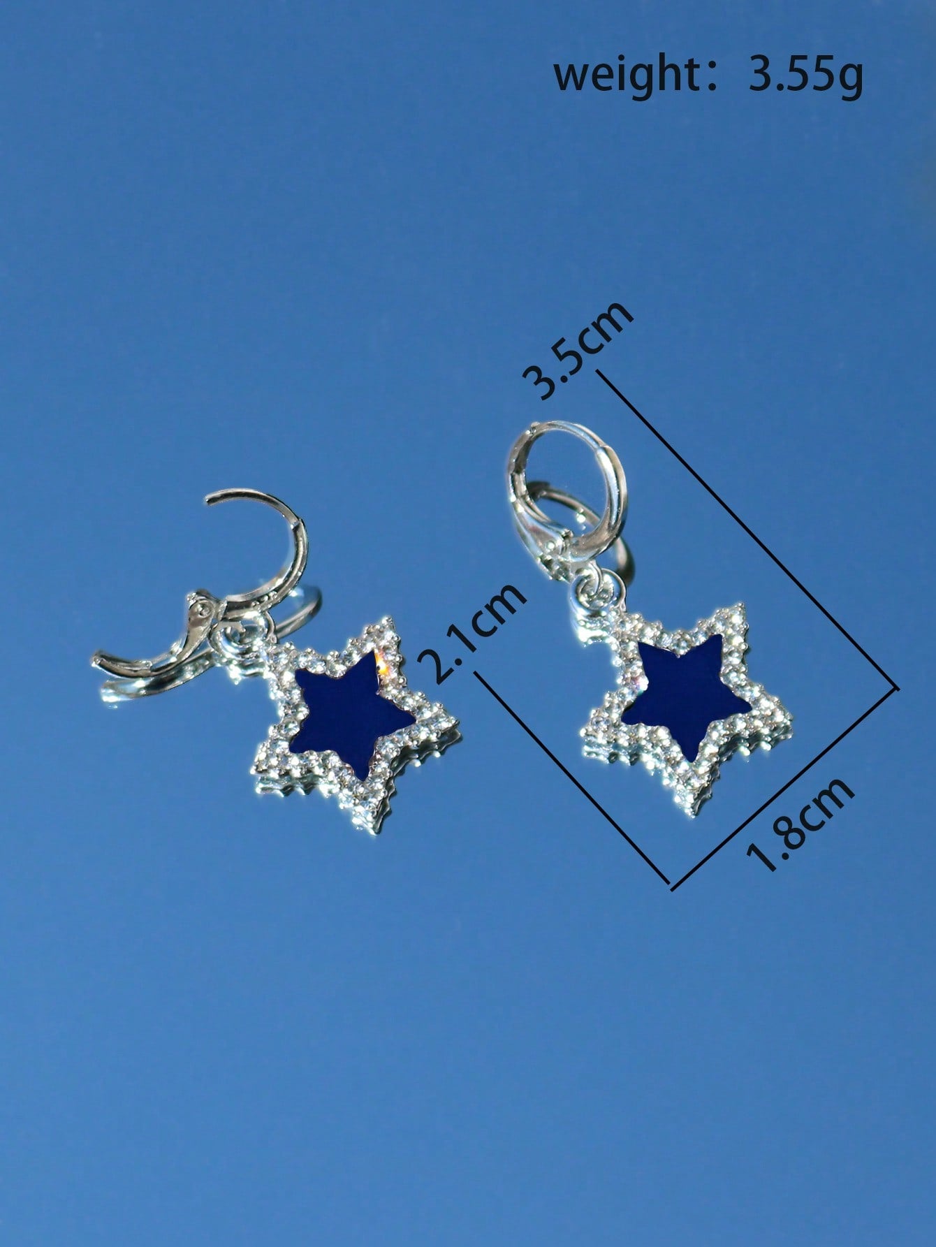 ROMWE Street Life 1 par Pendientes largos moda aleación de zinc con estrella con diseño de diamante de imitación para mujeres para decoración diaria