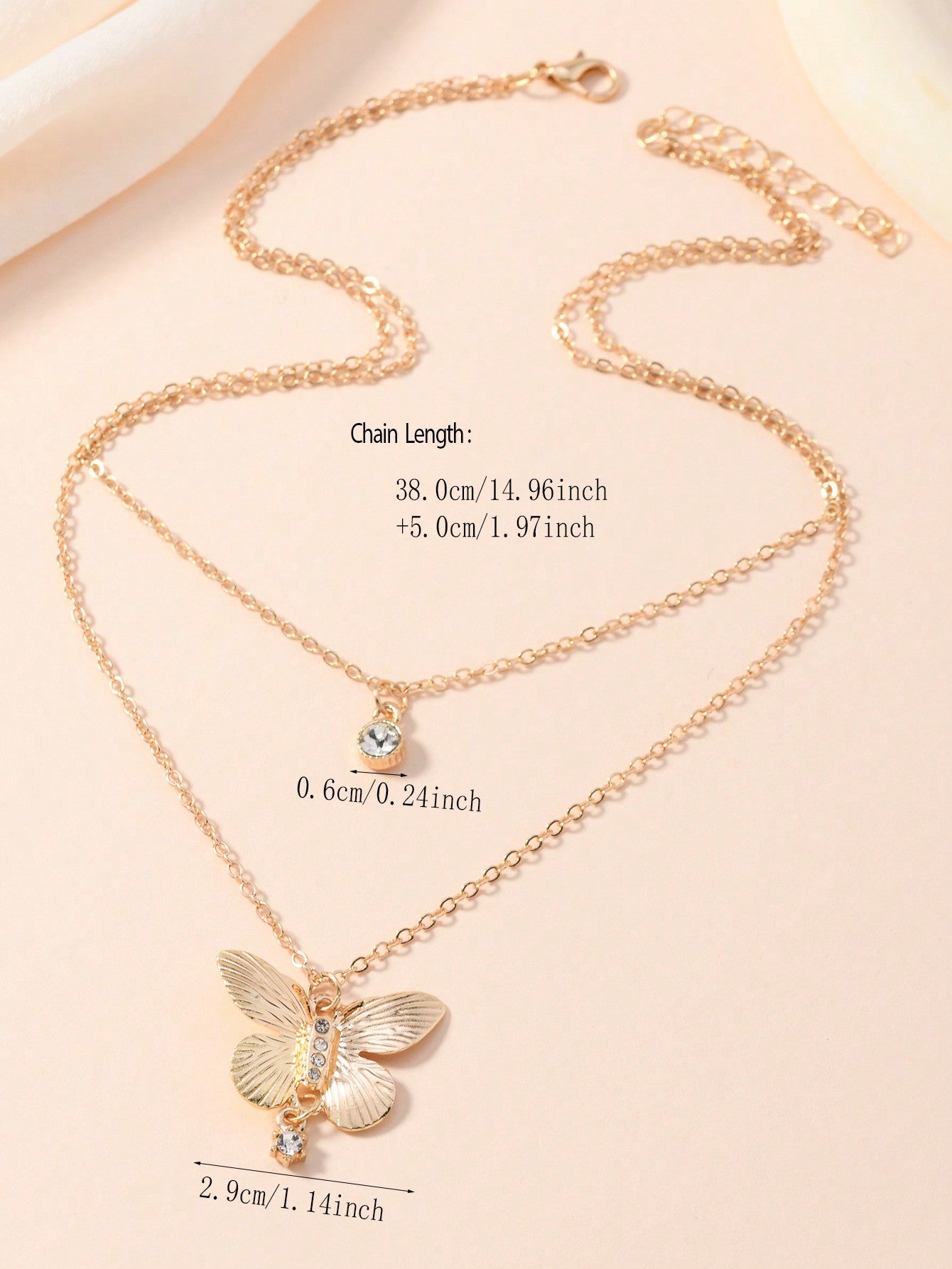 1 pieza Collar con colgante de mariposa con rhinestones, joyería con colgante de moda y personalizada, adecuado para uso diario, casual y ocasiones de fiesta de mujeres