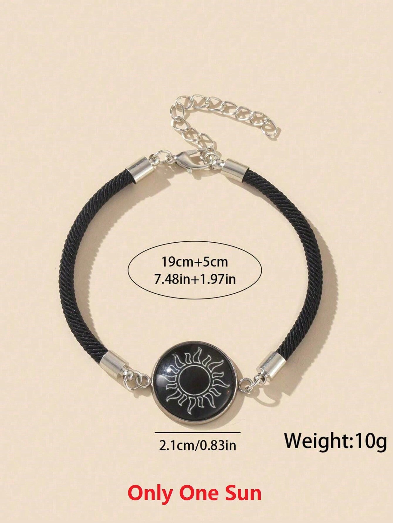 2 piezas/set brazalete de pareja con luna y sol luminosos, adecuado como regalo de hombres a novias