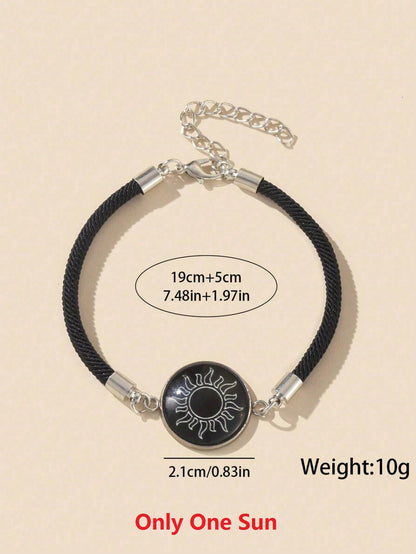 2 piezas/set brazalete de pareja con luna y sol luminosos, adecuado como regalo de hombres a novias