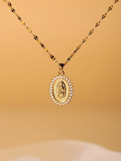 1 pieza Clásico colgante de acero inoxidable de la Virgen María para mujeres, tendencia de moda, joyería, regalo para aniversario, cumpleaños, Día de la Madre