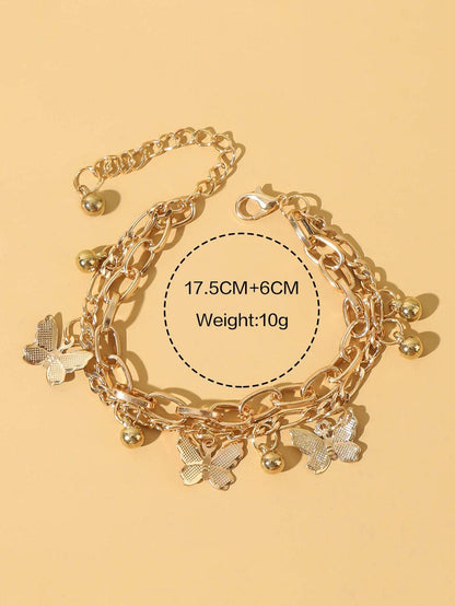 1 pieza Pulsera moda cadena con diseño de mariposa para mujeres para verano vacación fiesta playa de viaje
