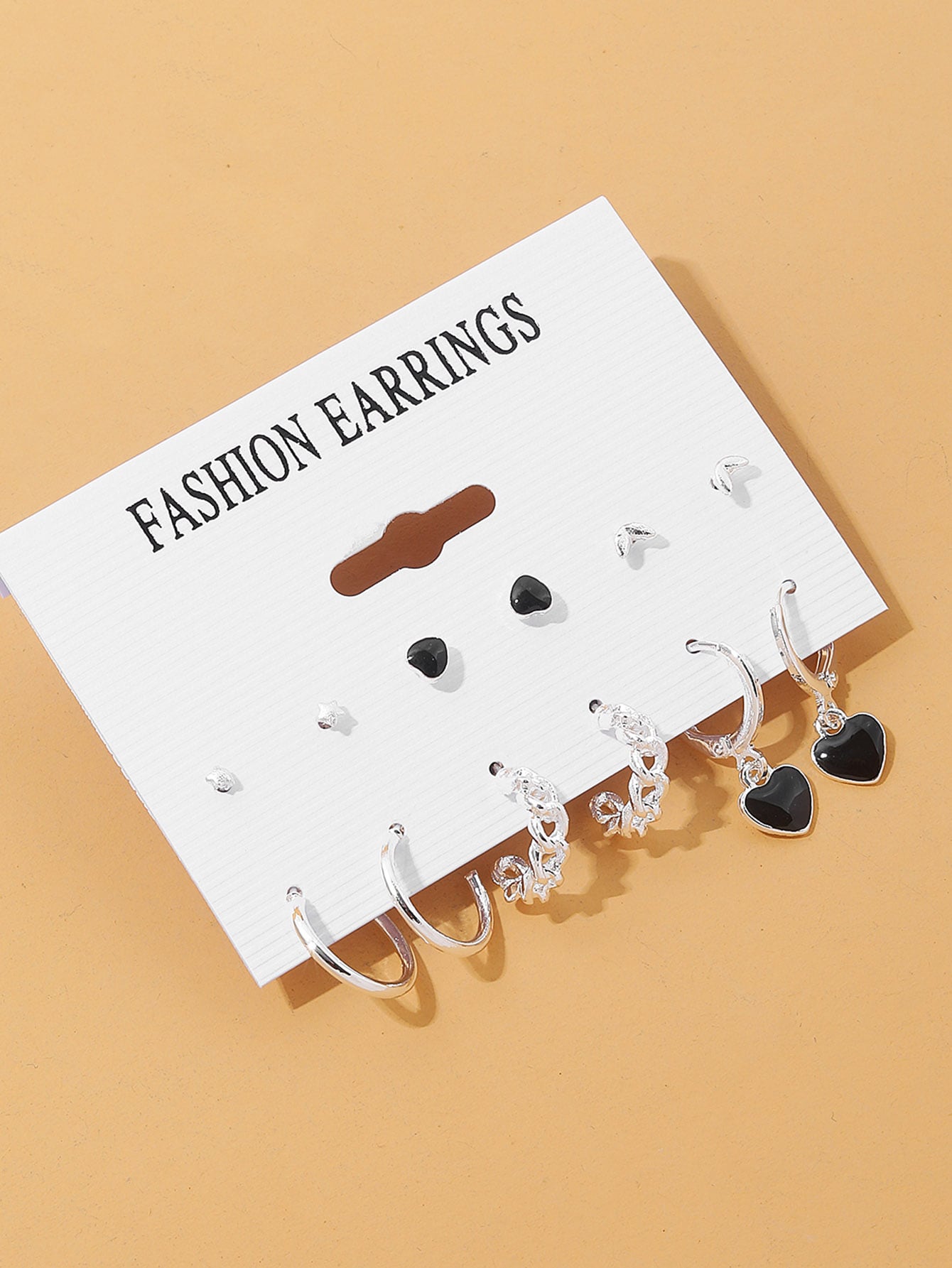 6 pares/set Pendientes con estrella & con adorno de corazón