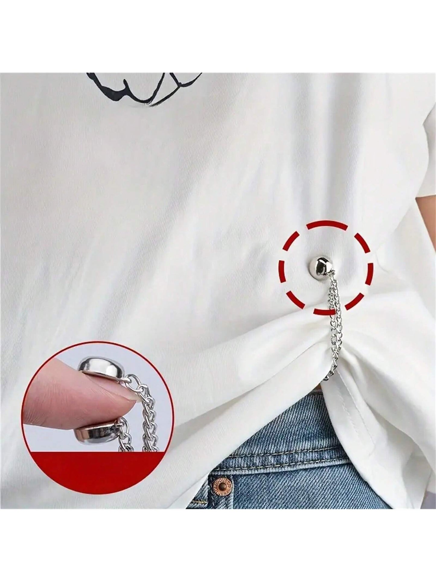 1 pieza Clip magnético ajustable para pantalones y puños - de aleación, broches desmontables para bajos, se ajusta a pantalones y camisetas, sujetador de ropa sin costuras, apretador de cinturón