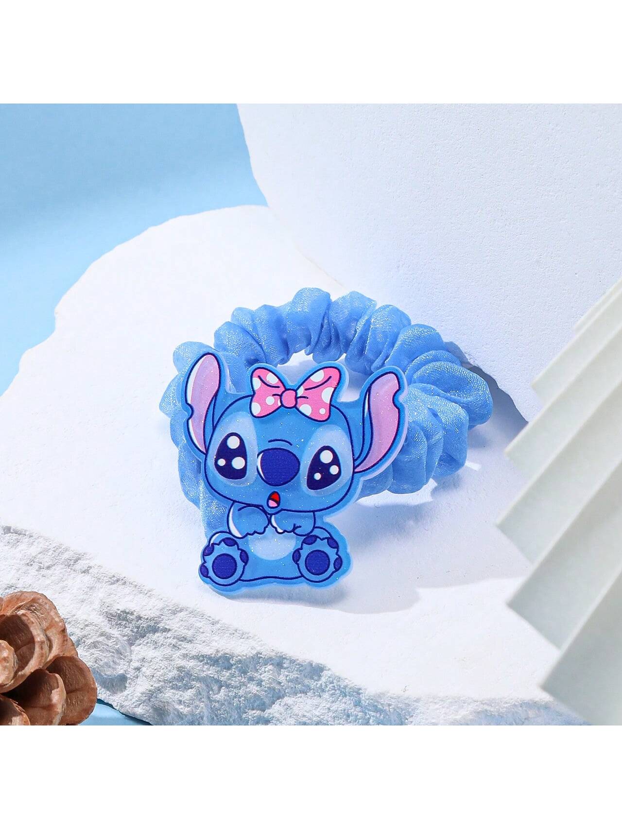 Diadema y horquilla de pelo azul autorizada de la caricatura de anime femenino Lilo & Stitch, accesorio de cabello lindo Kawaii para chicas y mujeres