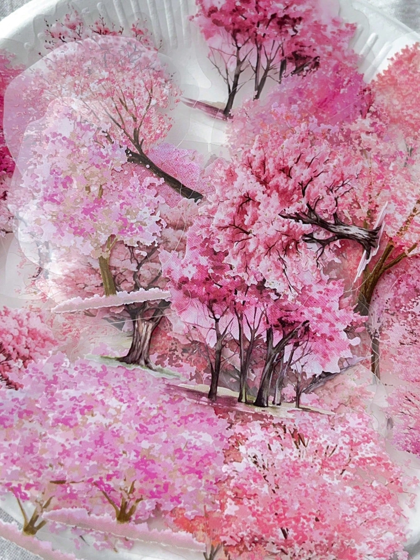 40 piezas de pegatinas PET de material de decoración de bricolaje con estilo INS de árboles de cerezo pequeños y frescos para Scrapbooking de paisajes