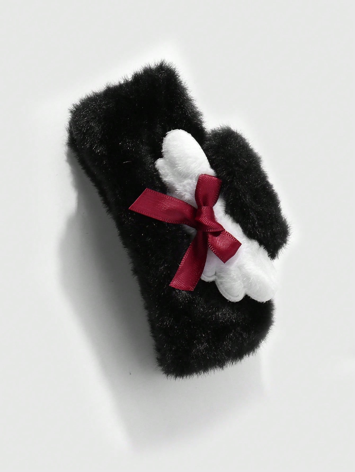 ROMWE Kawaii 1 pieza Accesorio de pinza para el cabello estilo gótico de color negro con alas de ángel blancas, moño rojo, adecuado para uso diario de mujeres o regalo de festival, Halloween