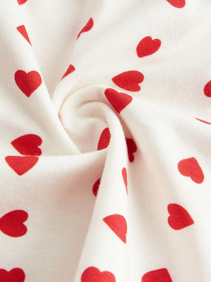 ROMWE Kawaii Camiseta Con Estampado De Corazón Y Ribete De Encaje