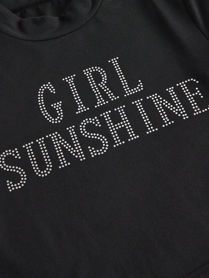 ROMWE Grunge Punk Camiseta de mujeres de manga corta con tachuela diamante de imitación