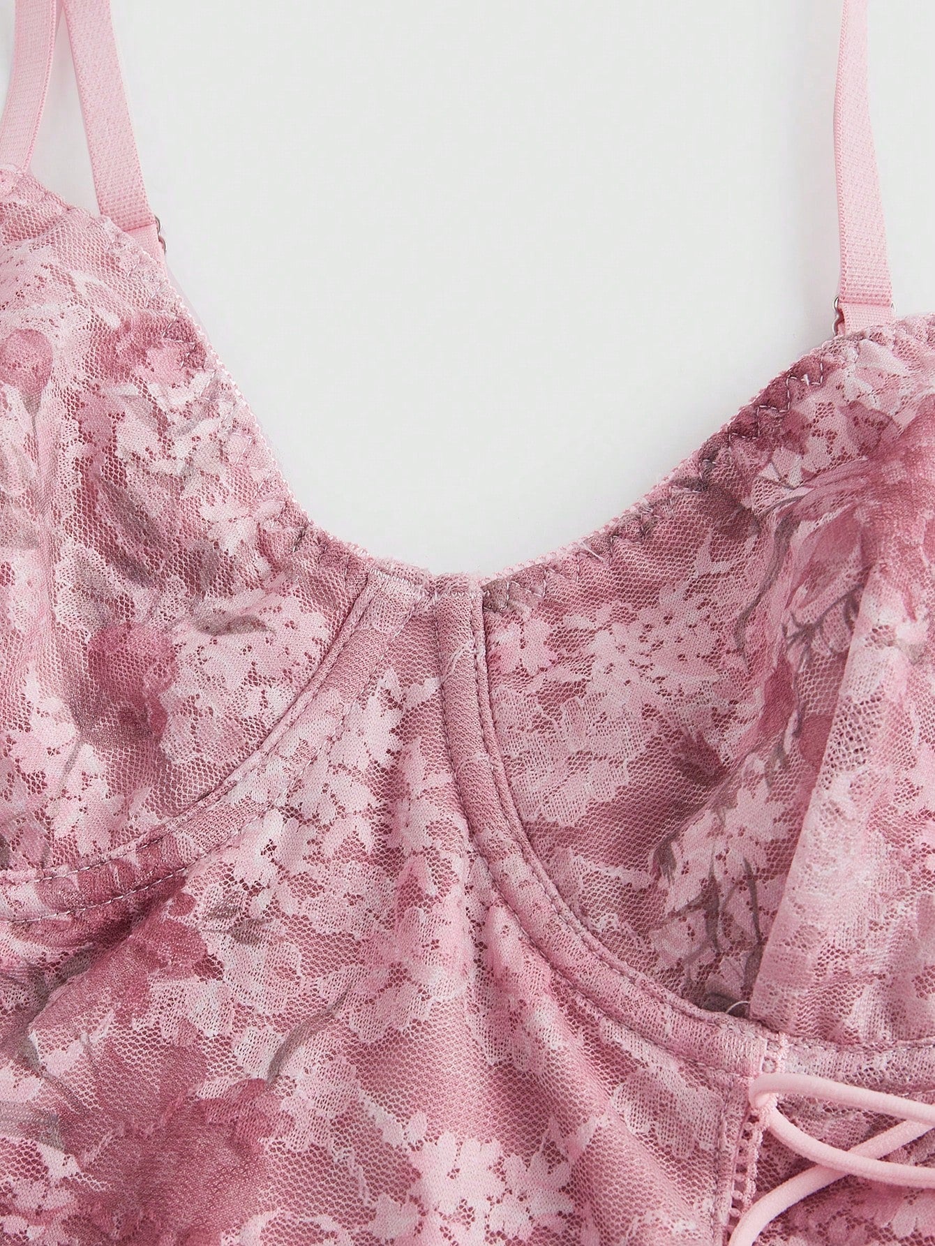 ROMWE Kawaii Romántico sujetador con aros de encaje con flores para mujeres sexys