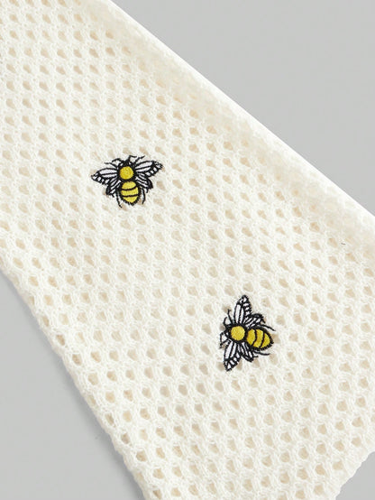 ROMWE Fairycore Suéter corto de cuello redondo oversize de manga larga con motivo de abeja, para la escuela