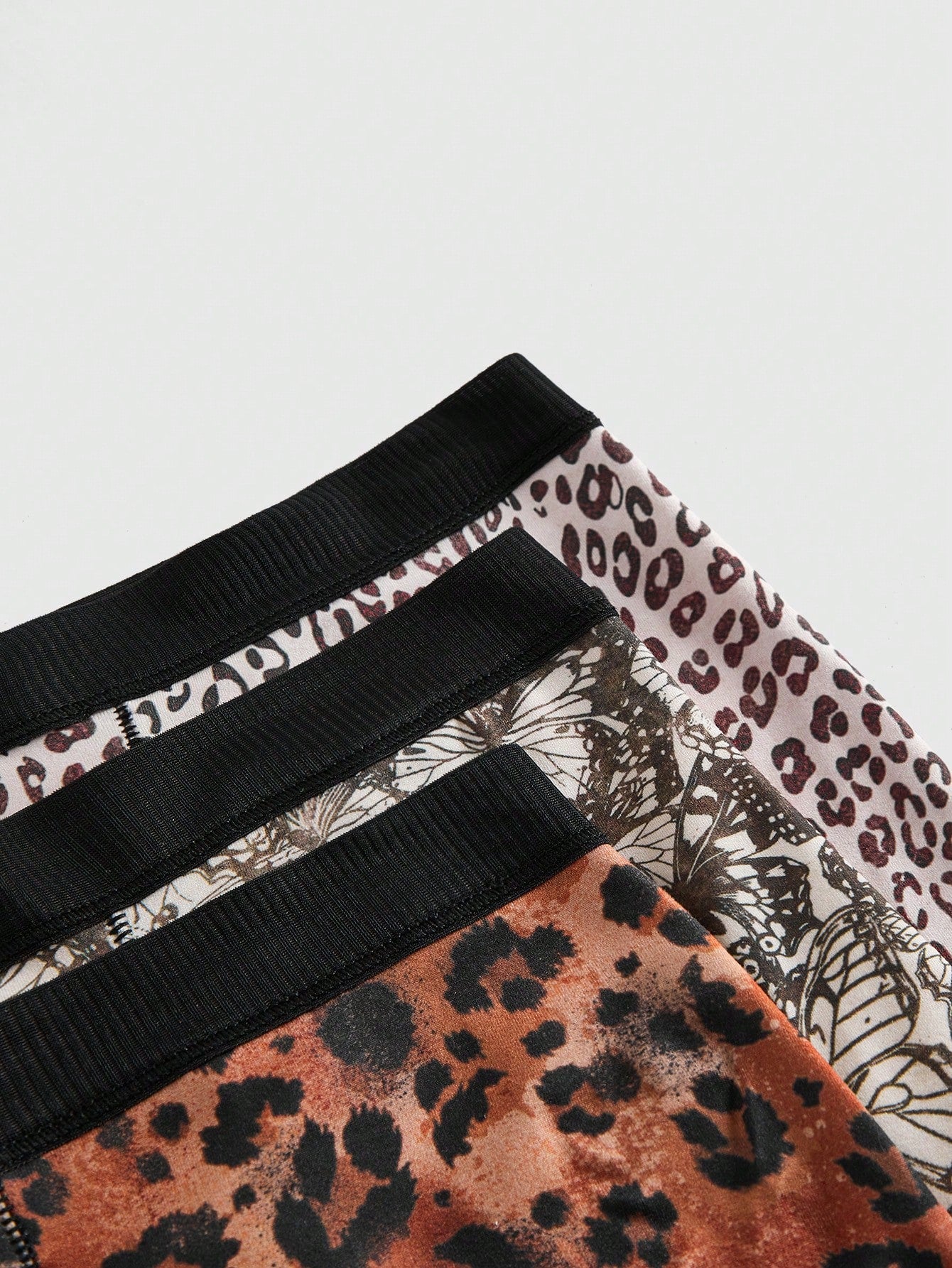 ROMWE Set de 3 piezas de bragas sin costuras de punto con estampado de leopardo para mujeres
