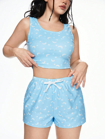 ROMWE Kawaii Precioso conjunto de pijama de mujer con sudadera con capucha y shorts de felpa cálida y cómoda con cordón