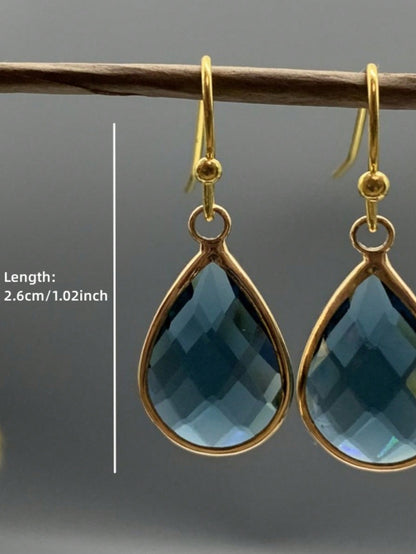Aretes Colgantes Decorados Con Piedras Preciosas Naturales De Forma De Lágrima Azul, Joyería Elegante De Estilo Bohemio Boho, Ornamentación De Banquete