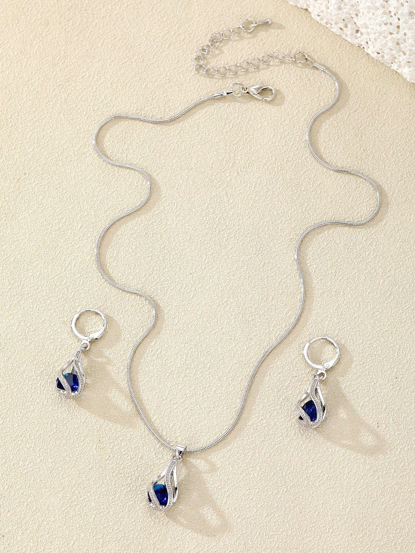3 Piezas Conjunto De Joyería Para Mujeres, Pendientes Y Collar Con Colgante De Lágrima De Cristal Y Circonita Cúbica Para Bodas Y Fiestas