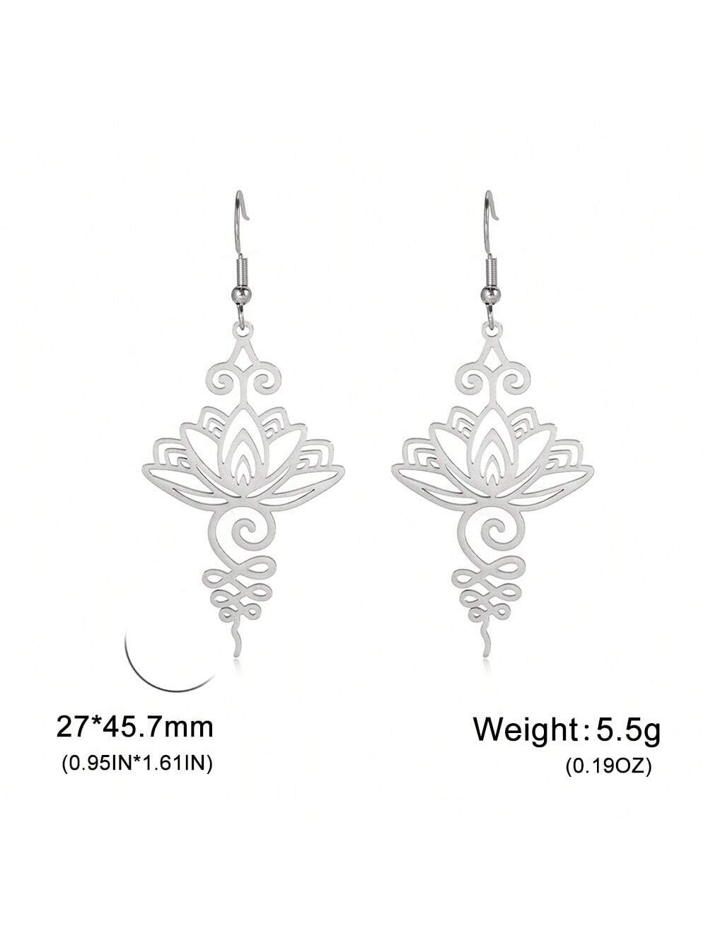 1 par de pendientes con forma de flor de loto de acero inoxidable de moda para mujeres, ideal para el Día de San Valentín