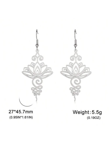 1 par de pendientes con forma de flor de loto de acero inoxidable de moda para mujeres, ideal para el Día de San Valentín