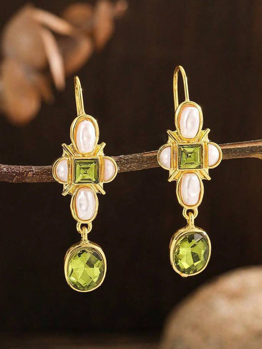 2 piezas Pendientes de chaqueta bohemios con perlas en capas, de diseño brillante y único, apropiados para el uso diario de las mujeres