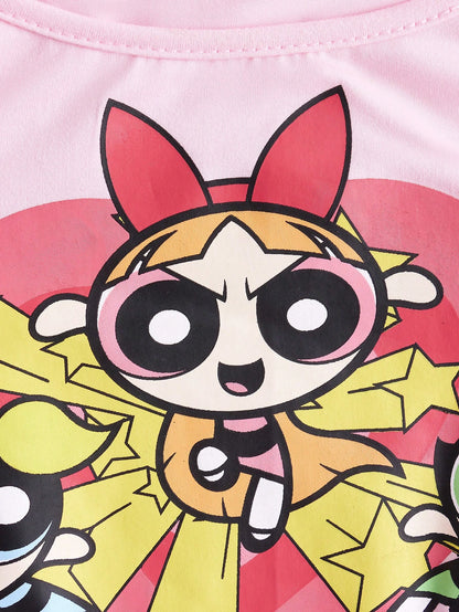 The Powerpuff Girls | ROMWE Camiseta Sin Mangas De Talla Grande Con Estampado De Dibujos Animados