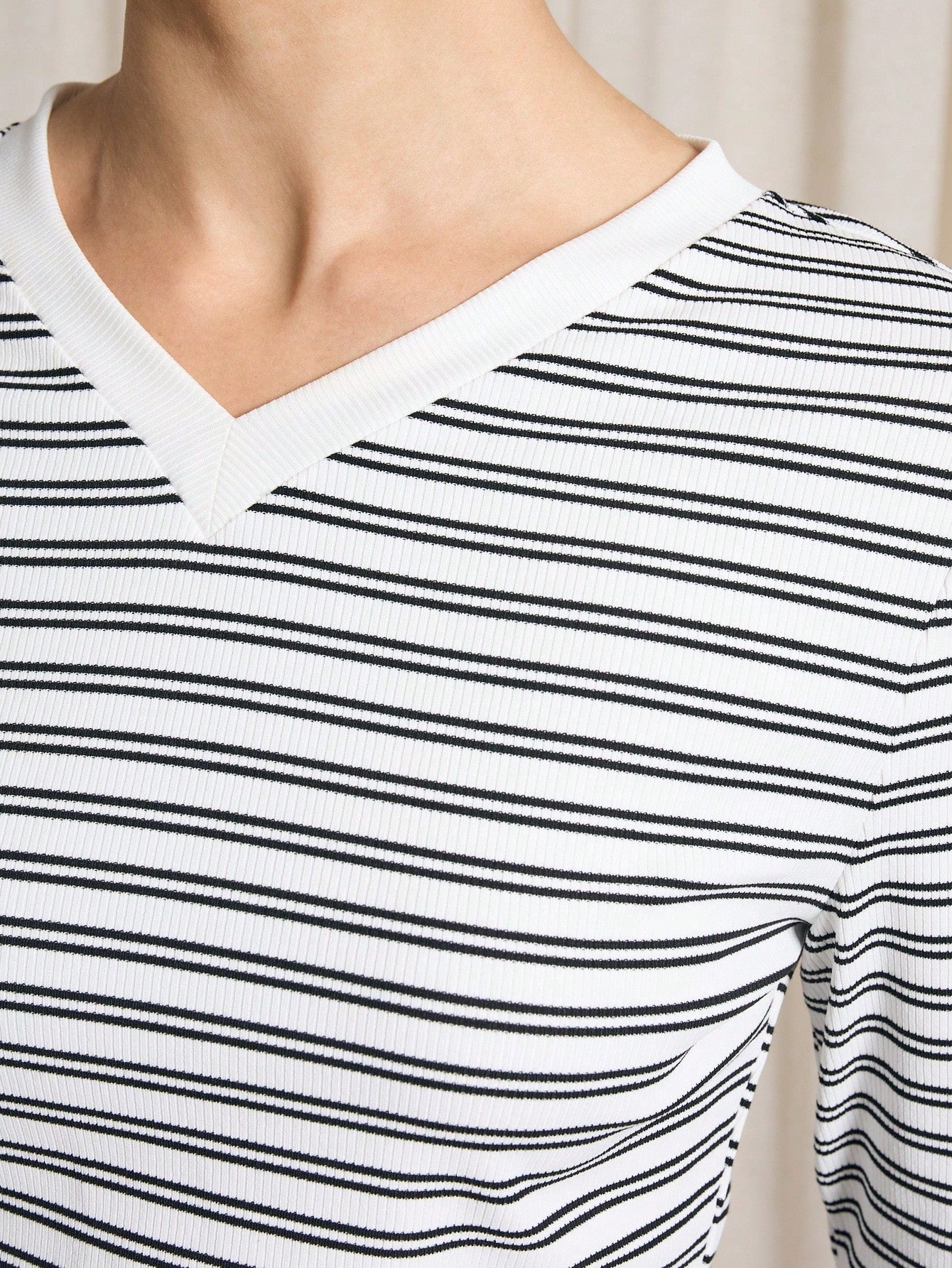 AiiRZ Camiseta de manga larga con cuello en V a rayas