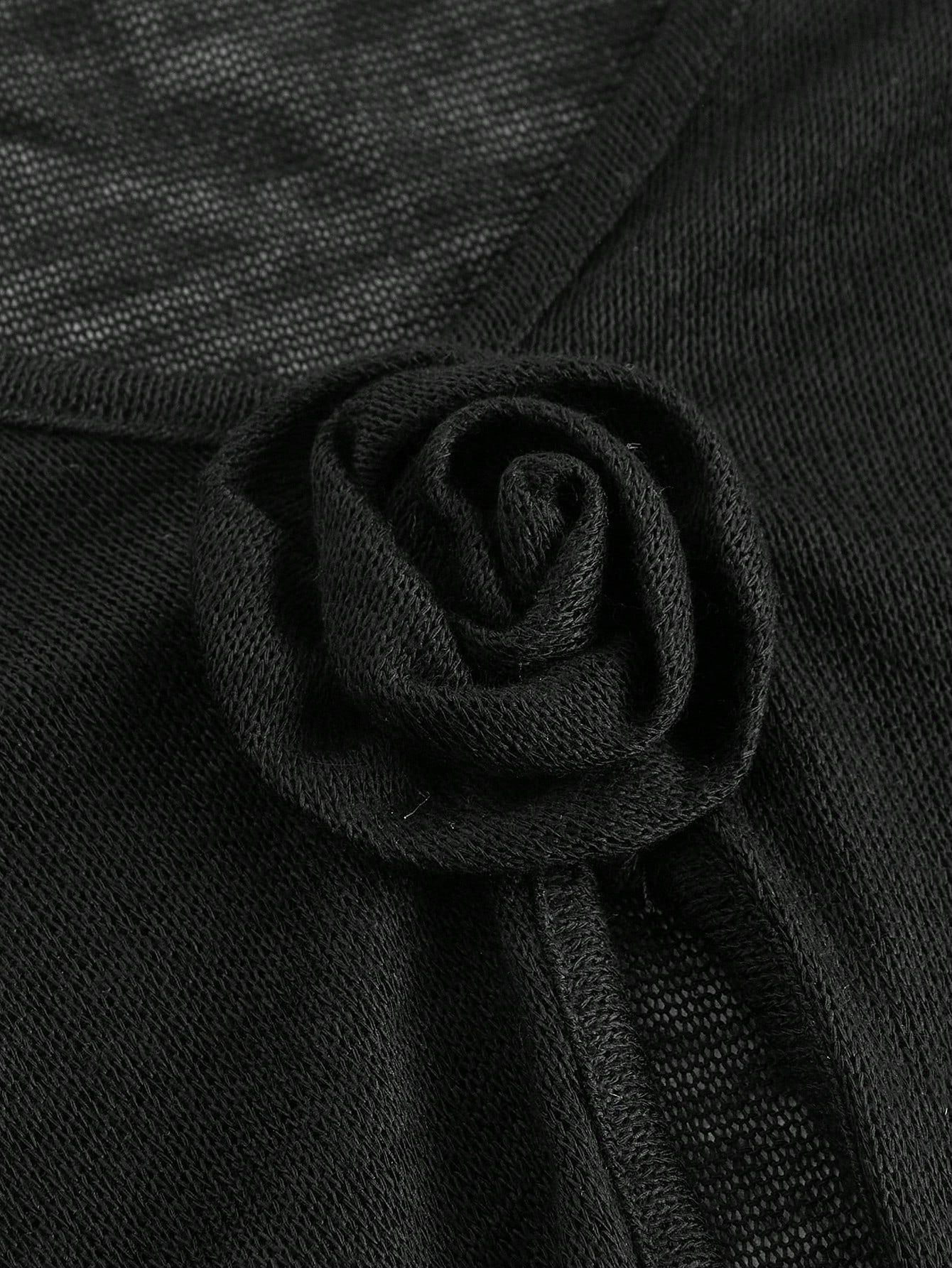 SHEIN MOD 1 pieza Cárdigan de manga larga con estampado floral 3D, de gasa y tejido de punto negro para mujer