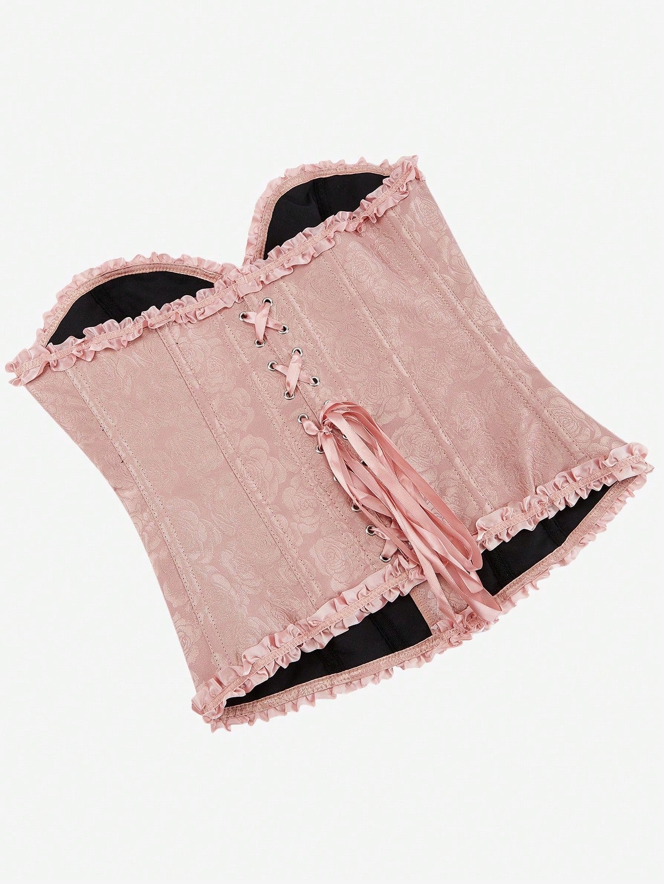 Corpiño de busto alto clásico, corsé sin tirantes con ajuste ceñido, ajustado con boning y ribete de volantes, adecuado para vestidos de gala, fiestas de disfraces y ropa exterior