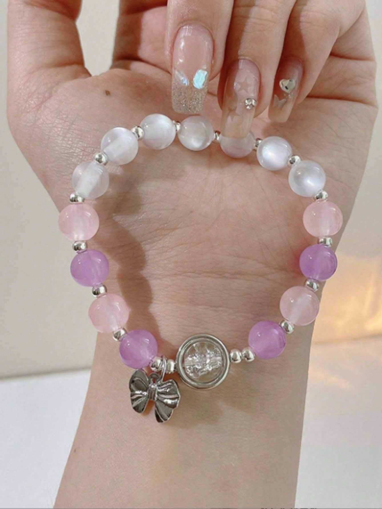 1 pieza Brazalete colgante de piedra de ojo de gato de cristal natural simple y de lazo, joyería para uso diario y de fiesta