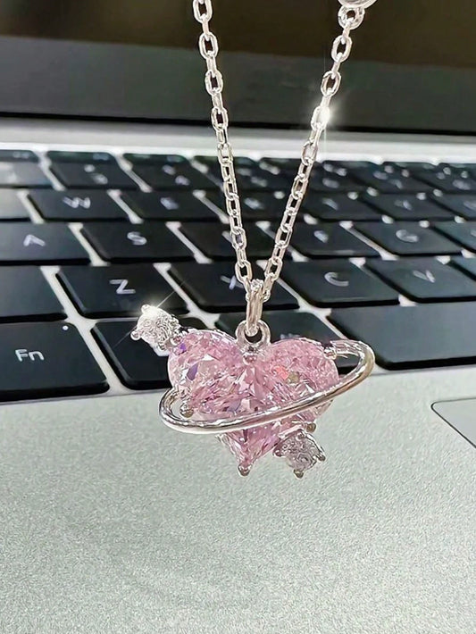 1 Collar De Clavícula Con Colgante De Planeta Con Temática De Amor De Diseño Poco Común, El Mejor Regalo Para Novia O Amigos