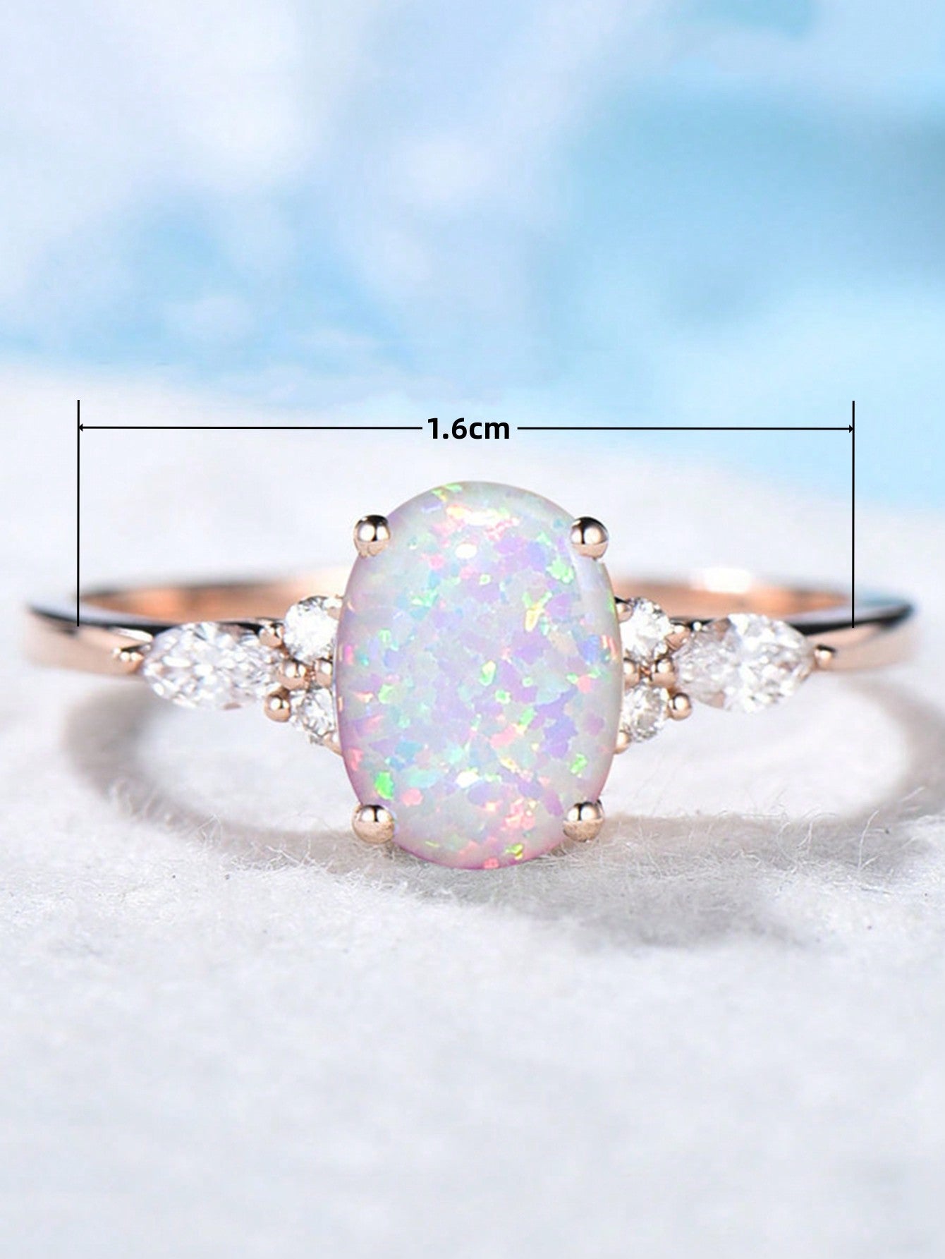 1 Pieza Anillo De Promesa De Moda Con Óvalo Opal Reflejando Luces Multicolor Y Diamante De Imitación Brillante, Anillo Para Mujeres De Compromiso/boda