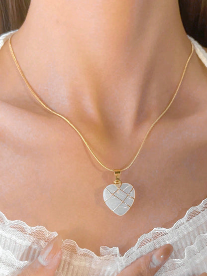 1 pieza Collar de clavícula con diseño envolvente en forma de corazón de cristal y cuarzo rosa, joyería única pero elegante para San Valentín