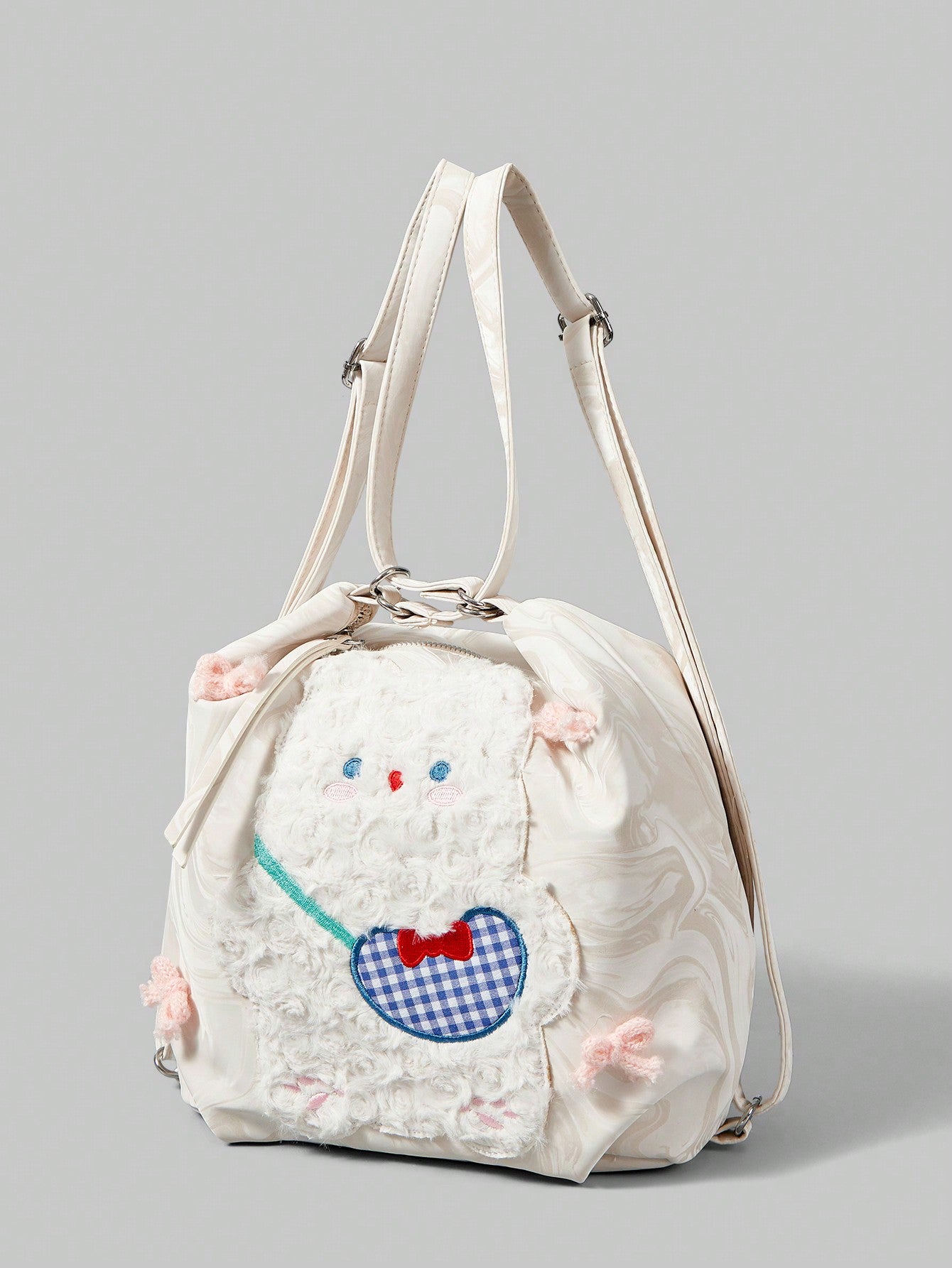 ROMWE Kawaii Bolso de hombro de gran capacidad con diseño de dibujos animados para uso diario de mujeres