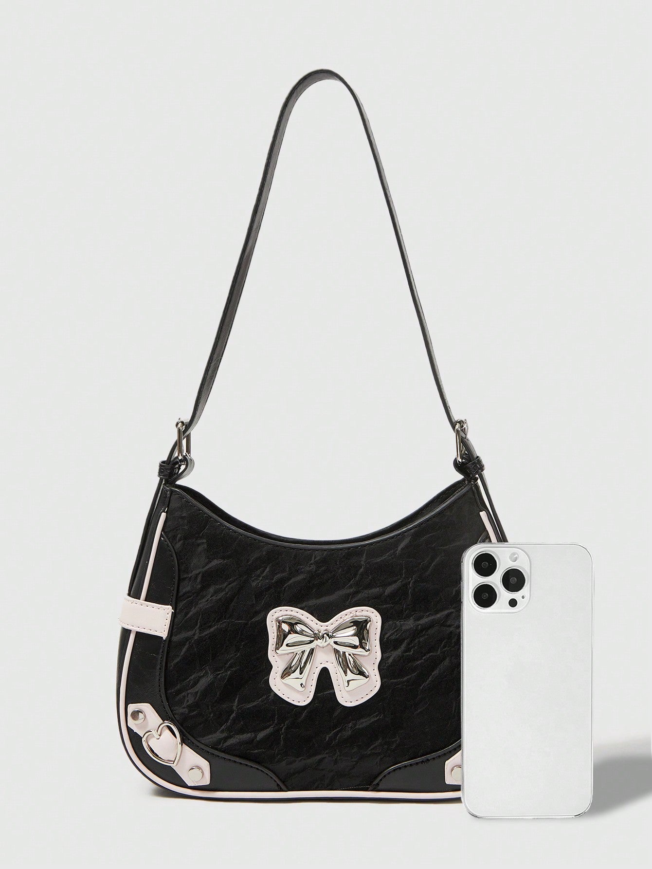 ROMWE Kawaii 1 pieza Bolso cruzado de hombro y axila con decoración de moño elegante, adecuado para citas y el Día de San Valentín