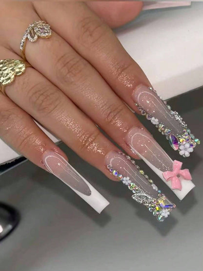 Láminas de uñas de cristal con lazo de brillantes de colores, cristales de brillantes AB para uñas, joyería de uñas en 3D con lazo de brillantes, diamantes de imitación planos con lazo para pulido de uñas