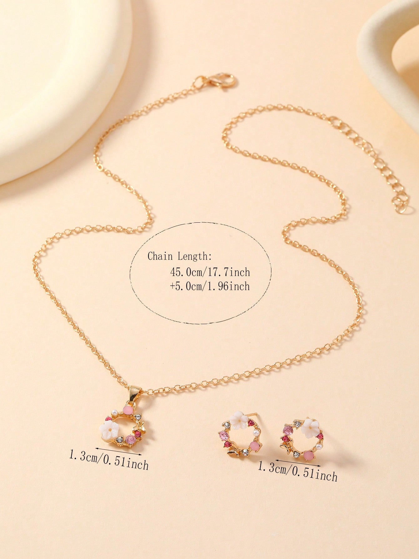 1 set: 1 pieza de aretes con flores + 1 pieza de collar - Conjunto de 3 piezas de aretes, colgante y collar de flores simples para mujer, adecuado para ocasiones casuales diarias y de citas