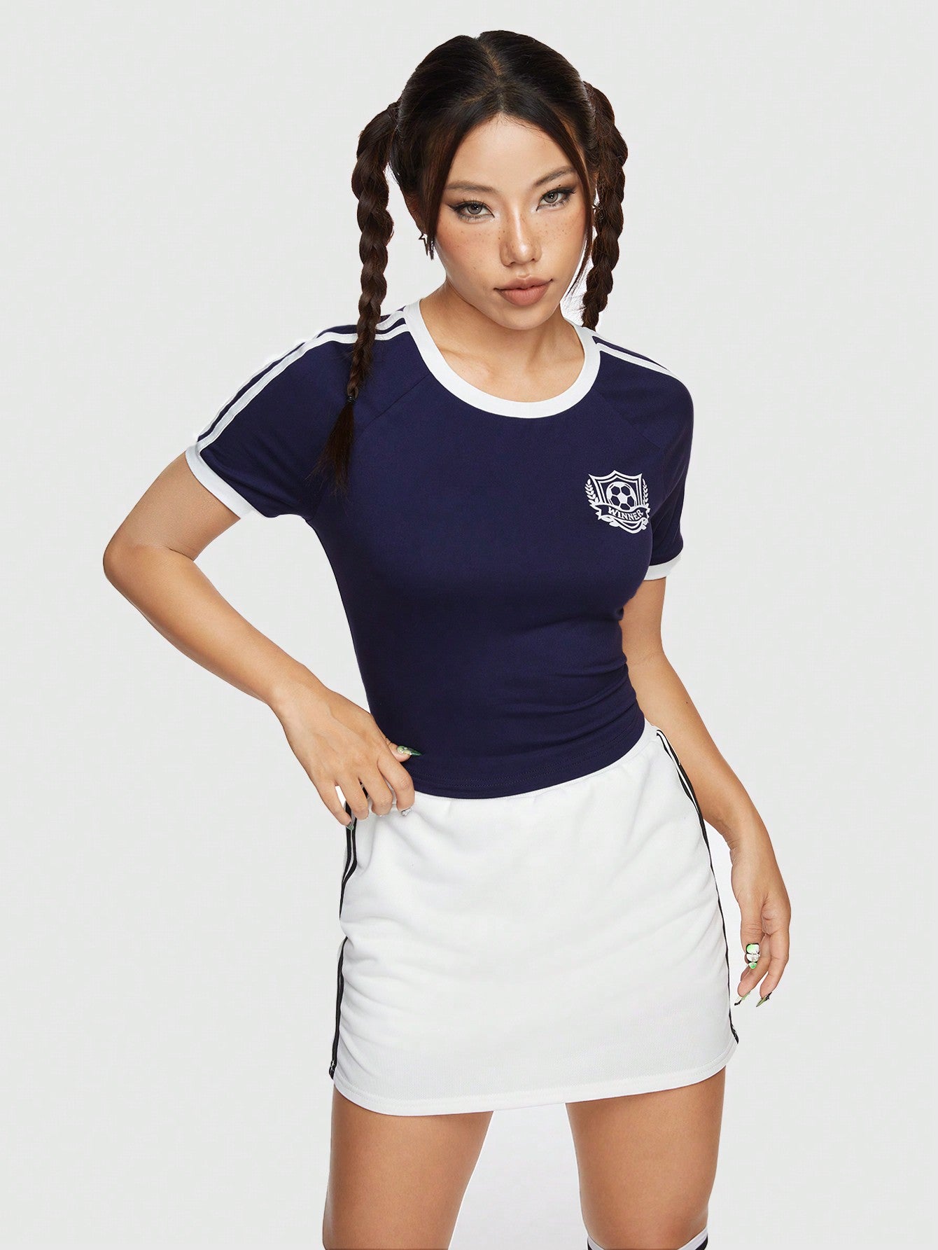 ROMWE Avant Camiseta De Manga Corta Con Estampado Digital Para Mujer